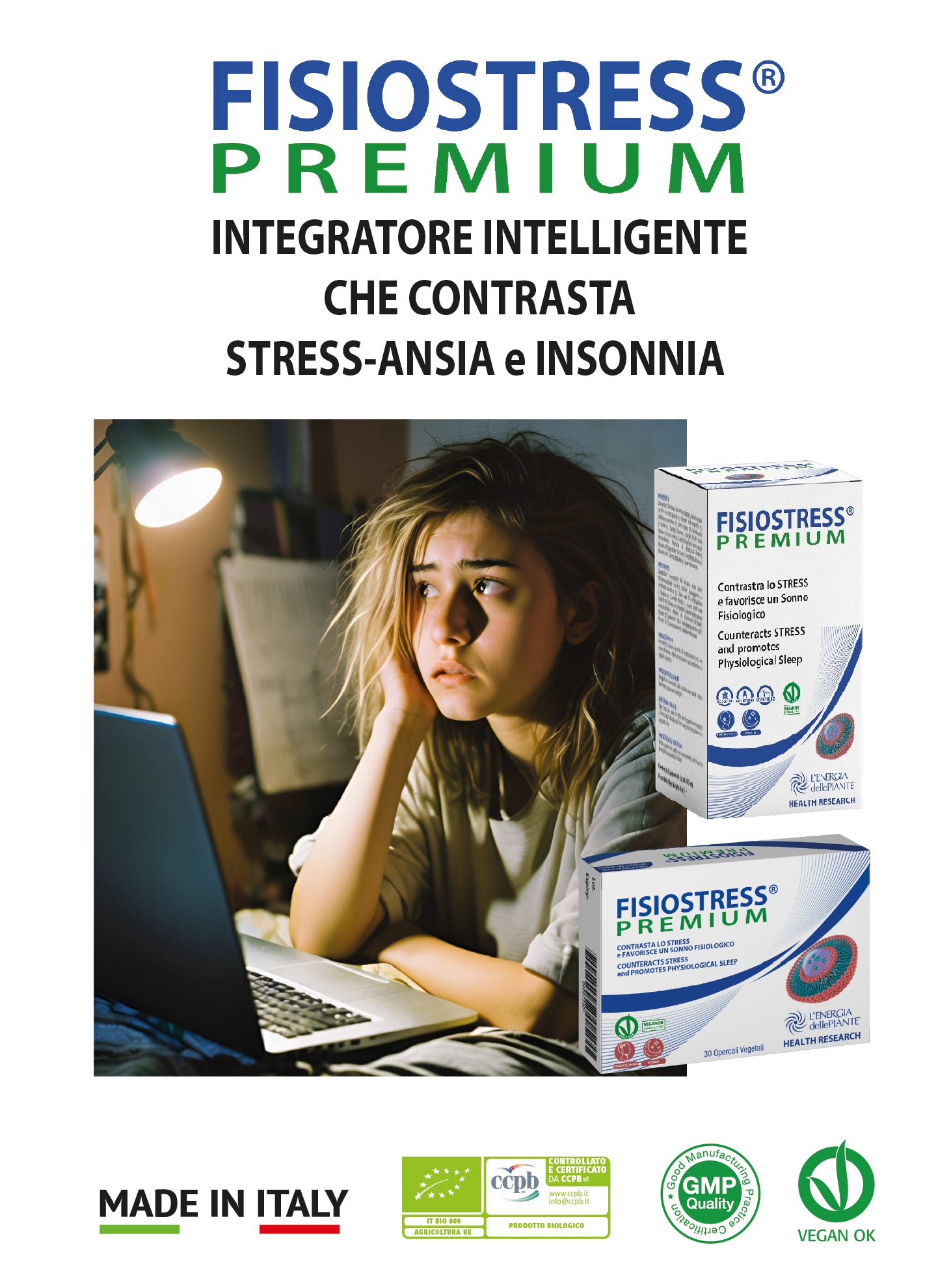 FISIOSTRESS PREMIUM 60 CPS INTEGRATORE INTELLIGENTE CHE CONTRASTA STRESS-ANSIA e INSONNIA